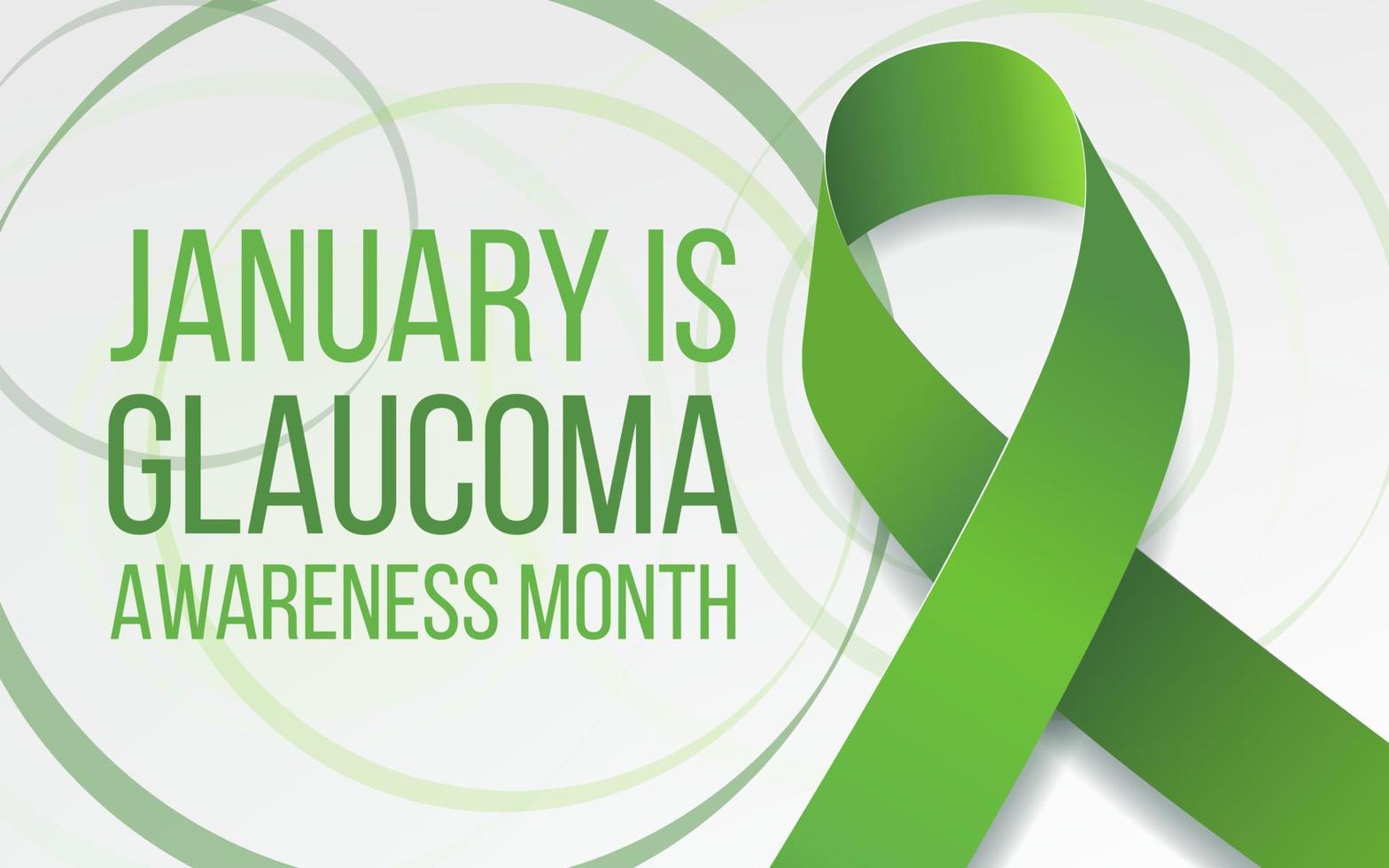 Glaucoma Awareness Month concept. Banner with green ribbon awareness and text. Vector illustration.