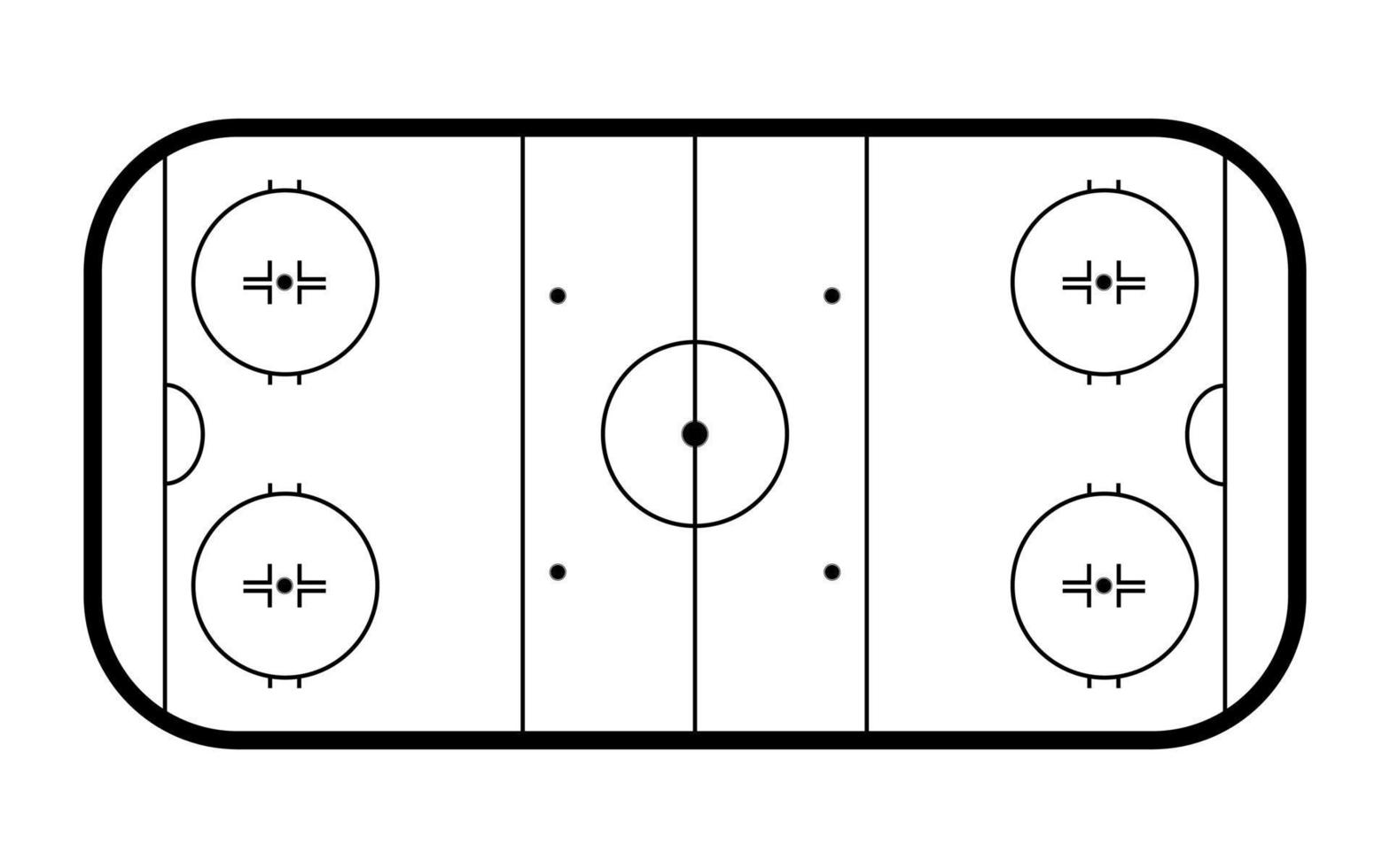 pista de hockey sobre hielo, vista superior. esquema de campo de hockey aislado sobre fondo blanco. ilustración vectorial vector