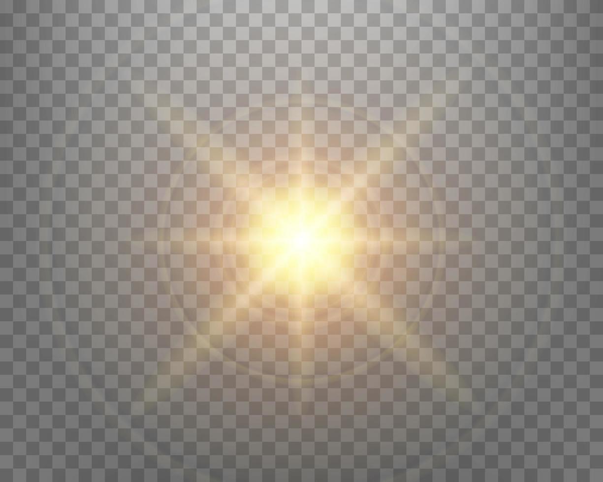 Sunlight lens flare, sun flash with rays and spotlight. vector