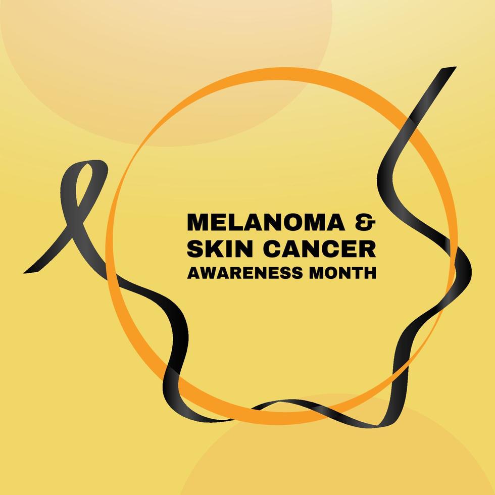 Melanoma and Skin Cancer Awareness Month. Concept with black ribbon awareness. Banner template. Vector illustration.