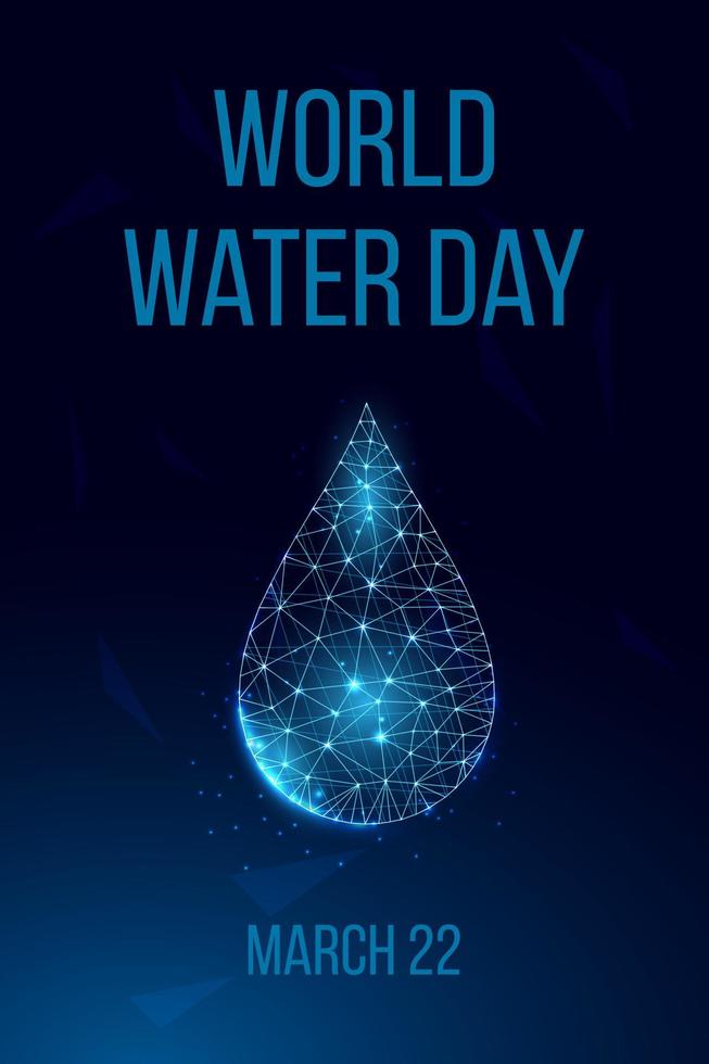 World water day banner. Futuristic modern abstract background. Isolated on dark blue background. Vector illustration.