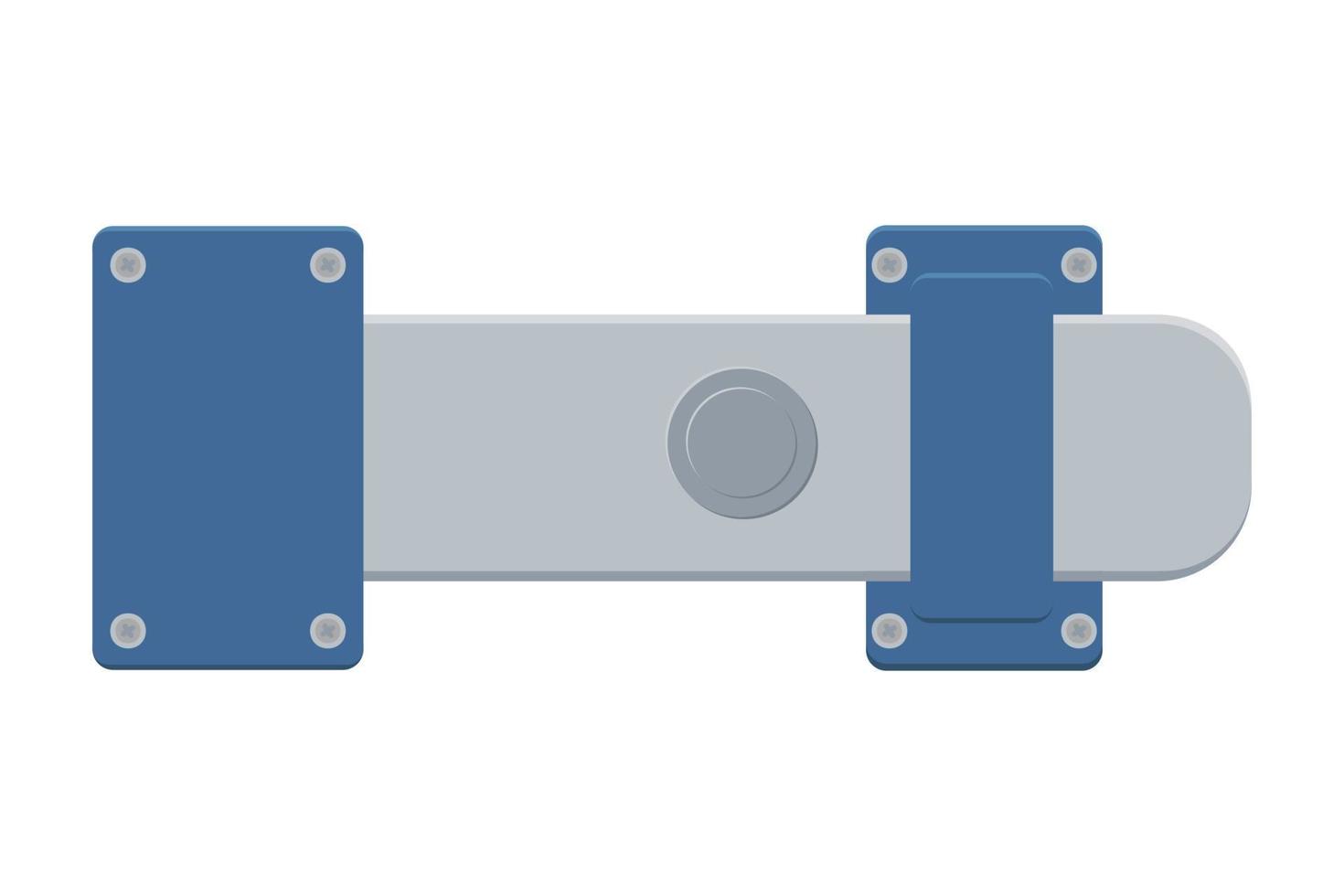 Door latch,  sliding lock with dead bolt in flat style.  Isolated on white background. Vector illustration.