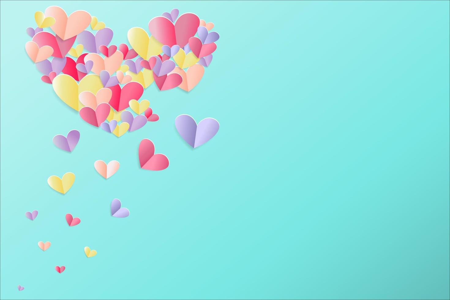 elementos de papel en forma de corazón sobre fondo rosa. símbolos vectoriales día de san valentín, diseño de tarjetas de felicitación de cumpleaños. vector