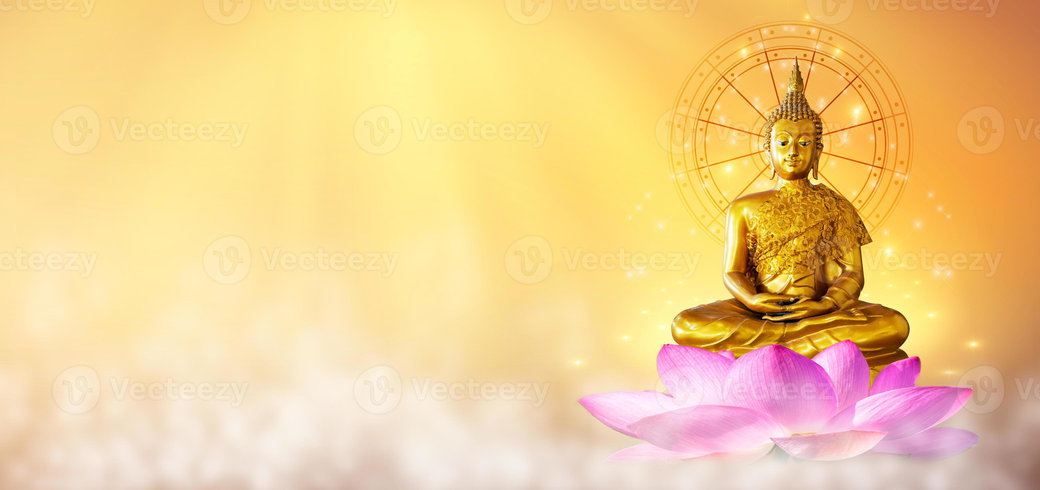 Buddha statue water lotus Buddha standing on lotus flower on orange