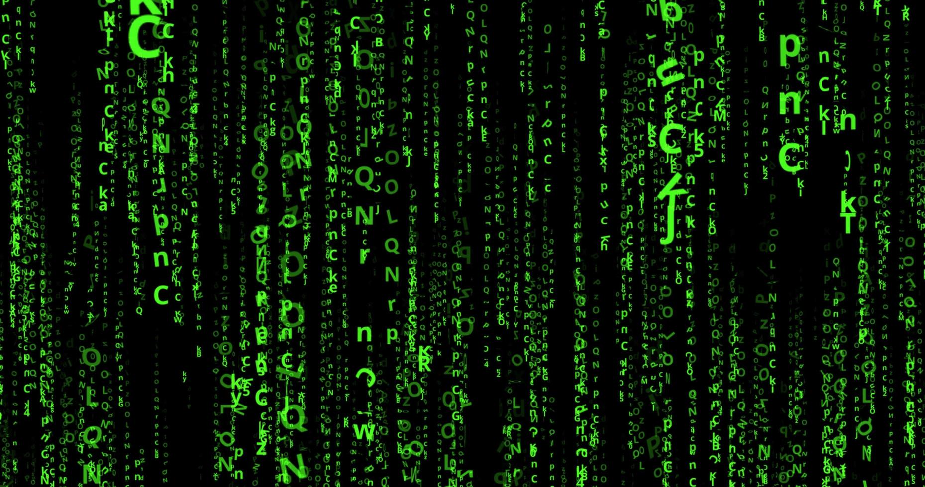 Cyberspace with falling green digital lines, binary hanging chain, abstract background. photo