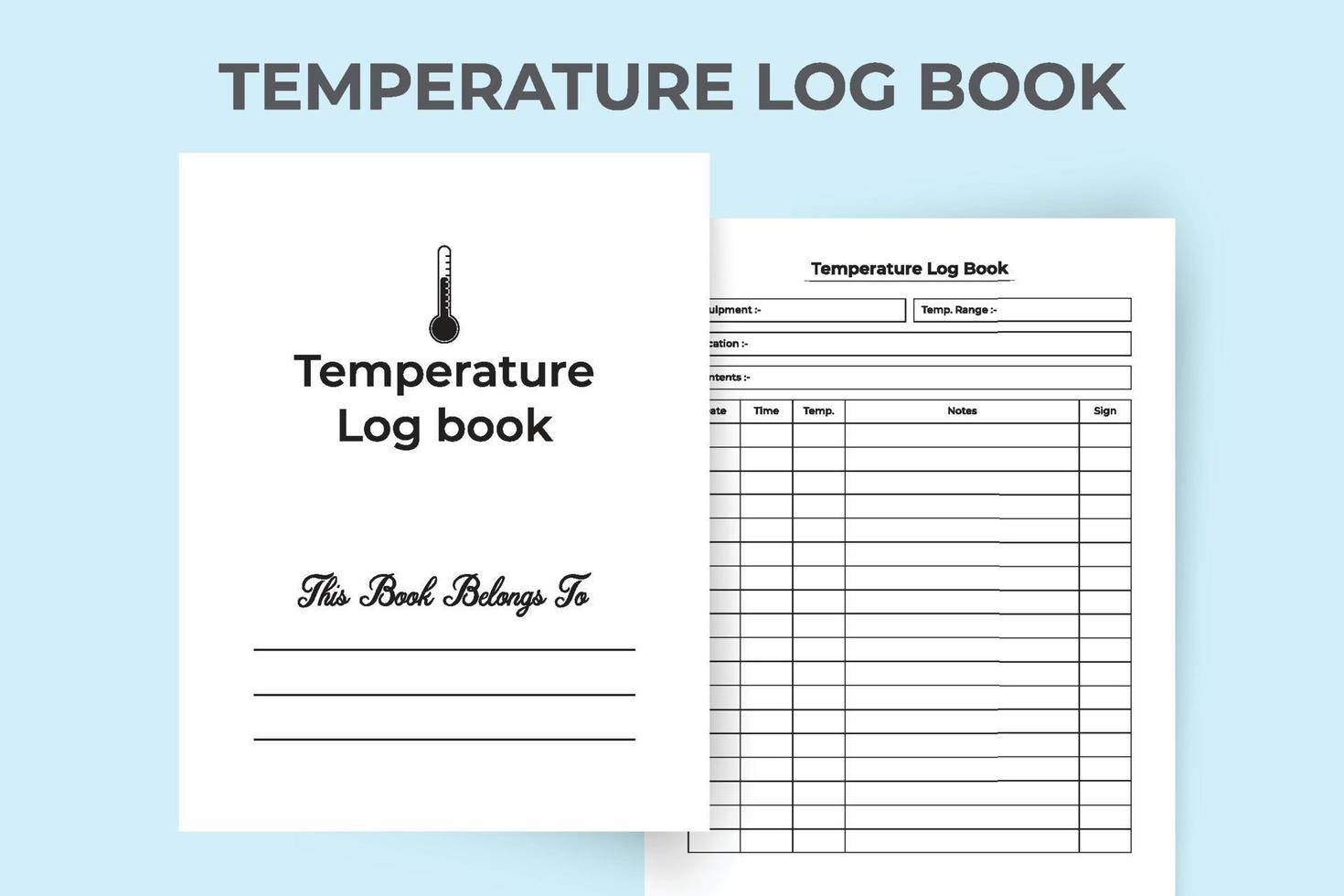 Temperature tracker notebook interior. Patient health information and fever temperature checker template. Interior of a logbook. Medical information recorder and body temperature notebook. vector