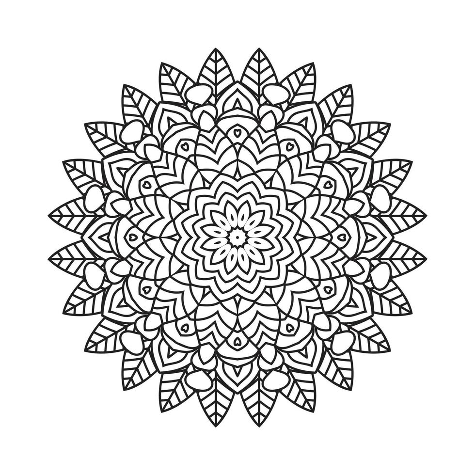 patrón de mandala de flores para colorear páginas para niños. mandala de decoración en vector de arte de línea de estilo indio. patrón de mandala en blanco y negro. arte de línea de mandala de fideos de estilo indio tradicional.