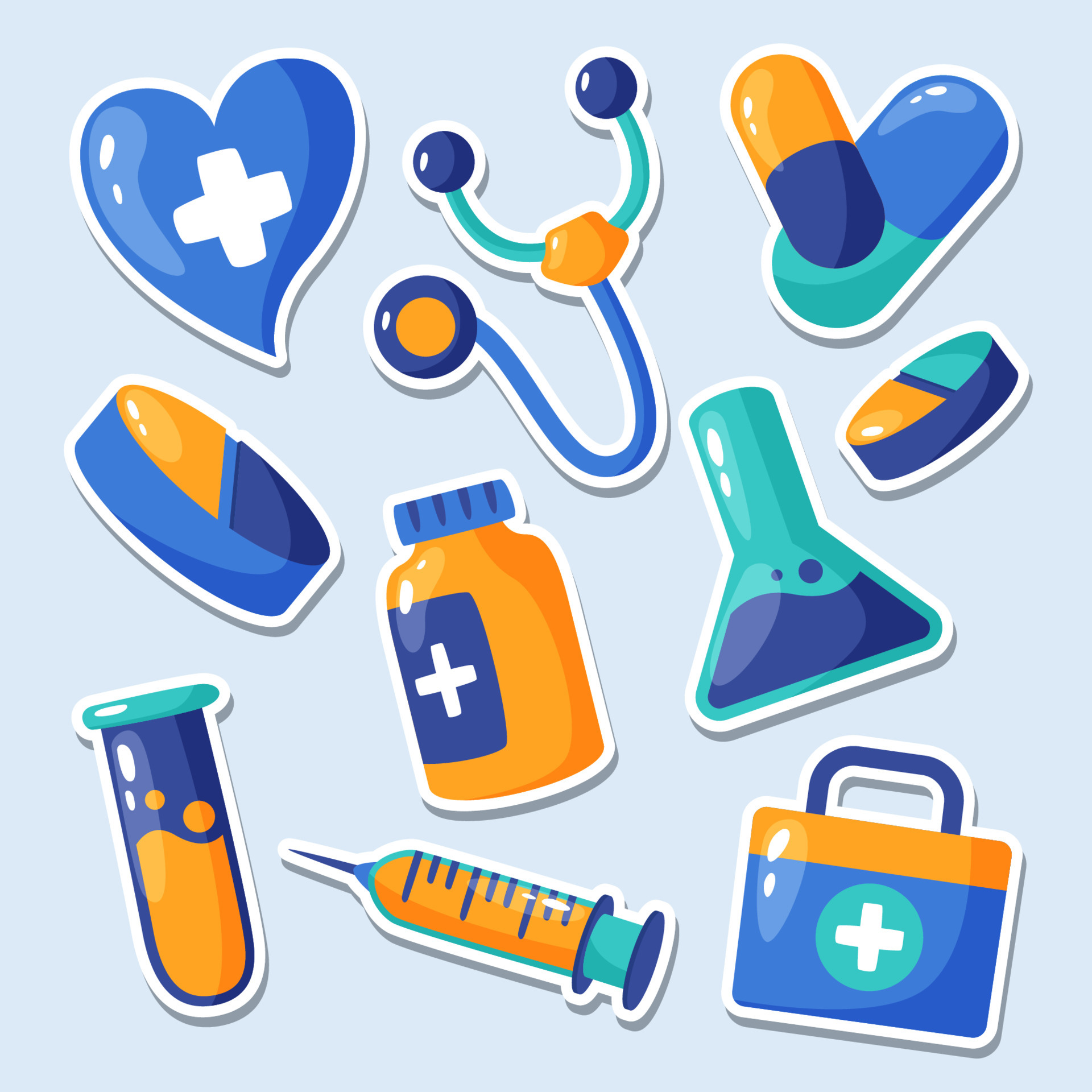 Medicine Sticker Collection 6878954 Vector Art at Vecteezy