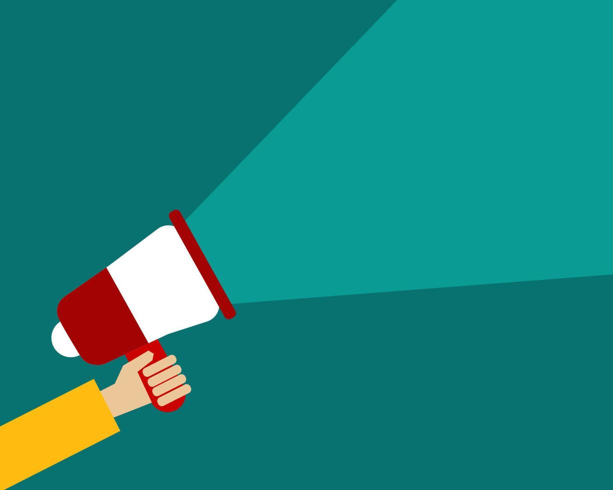 Hand holding megaphone in cartoon vector style for your design