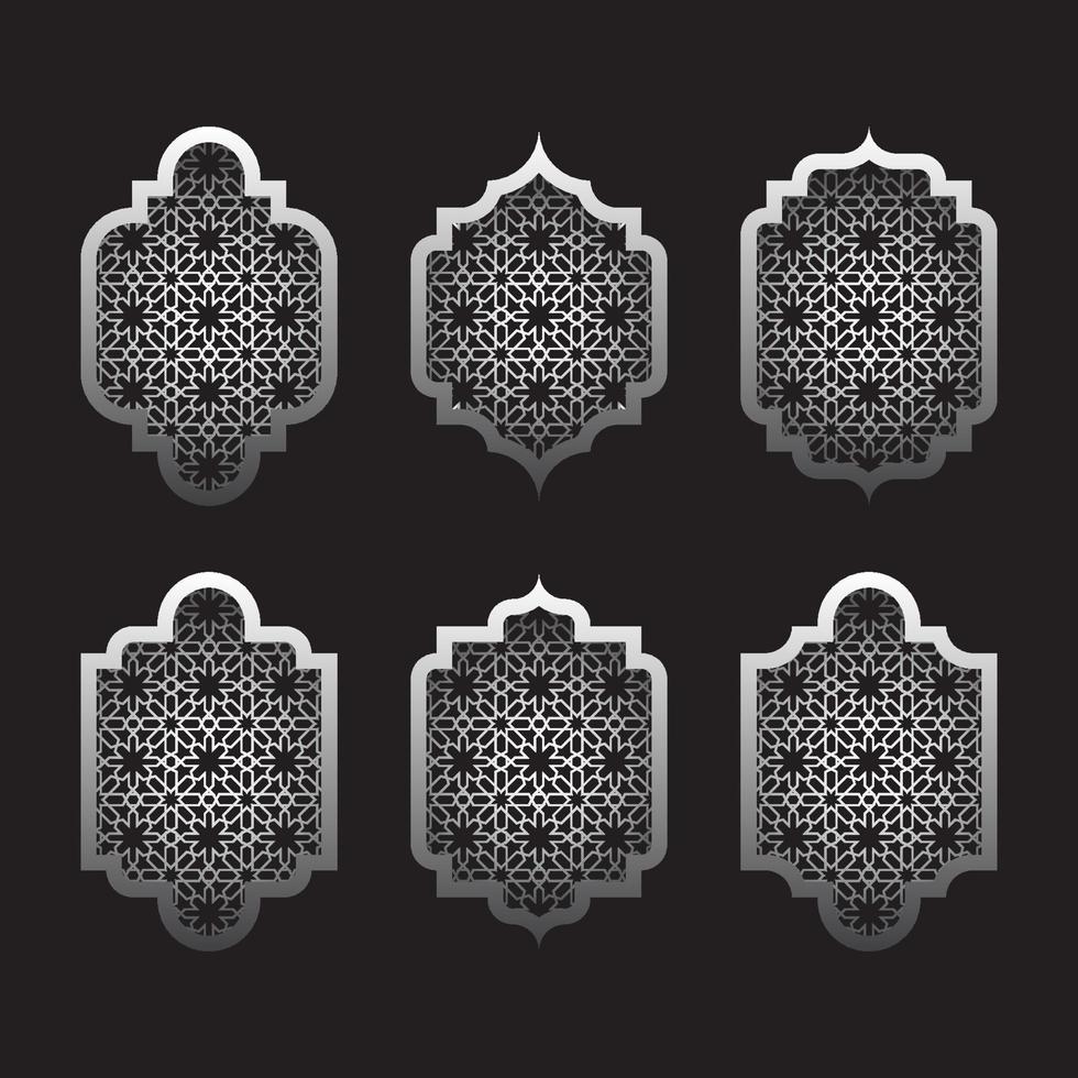 Arabic windows set. Islamic frame with pattern background. vector