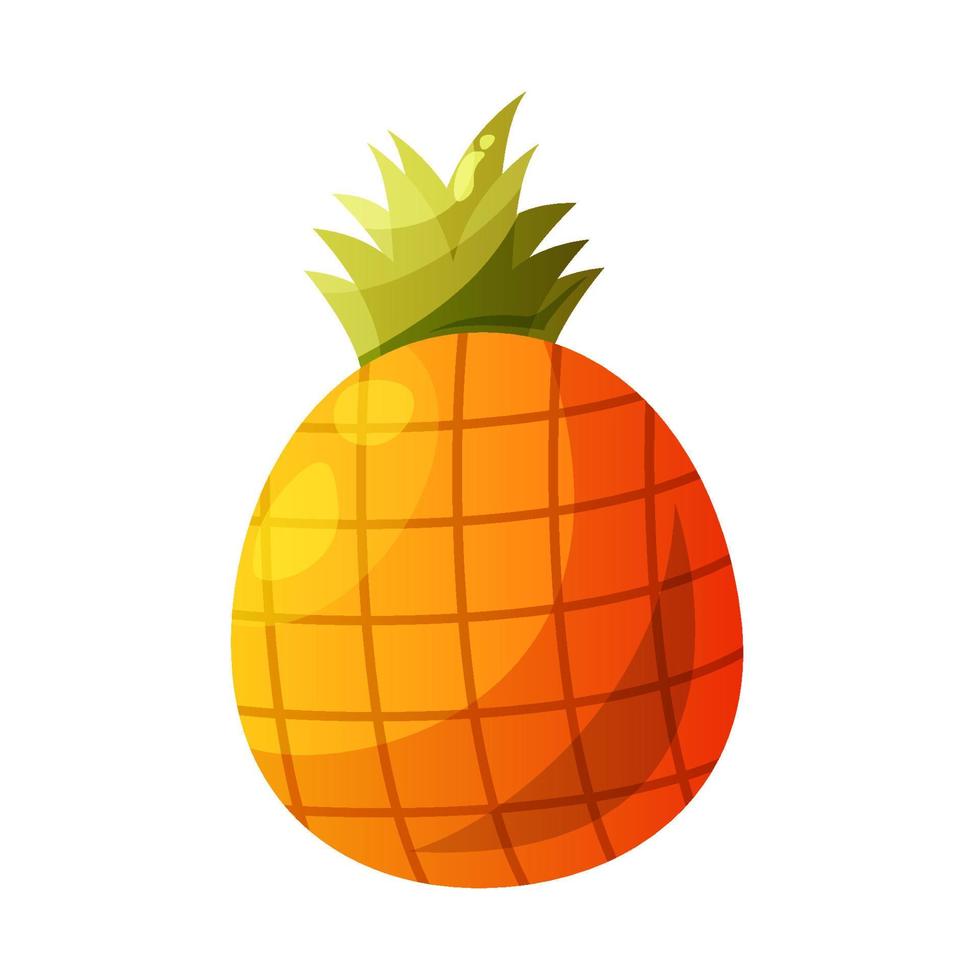 Cartoon pineapple. Summer tropical fruits. vector