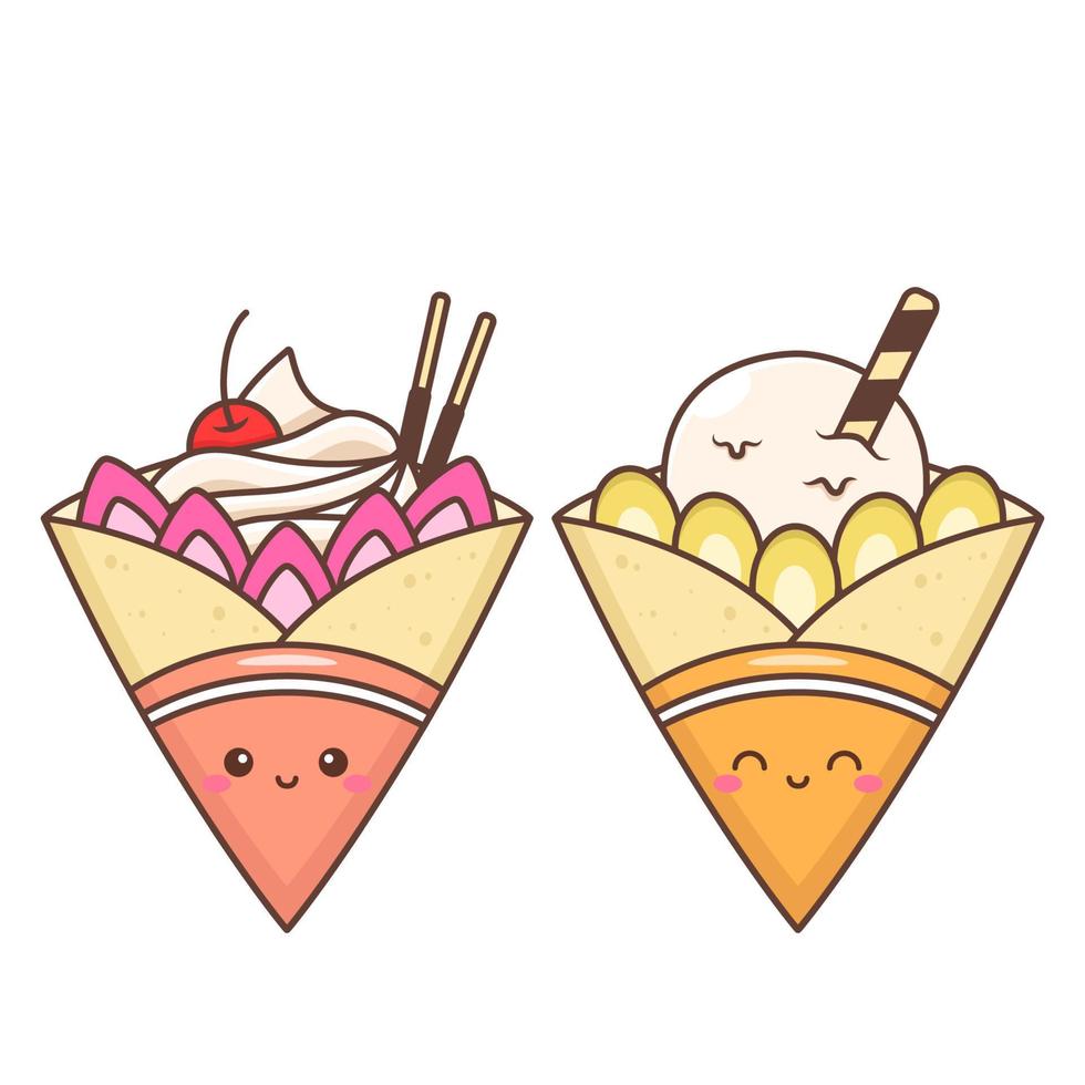 cute crepes with various topping vector