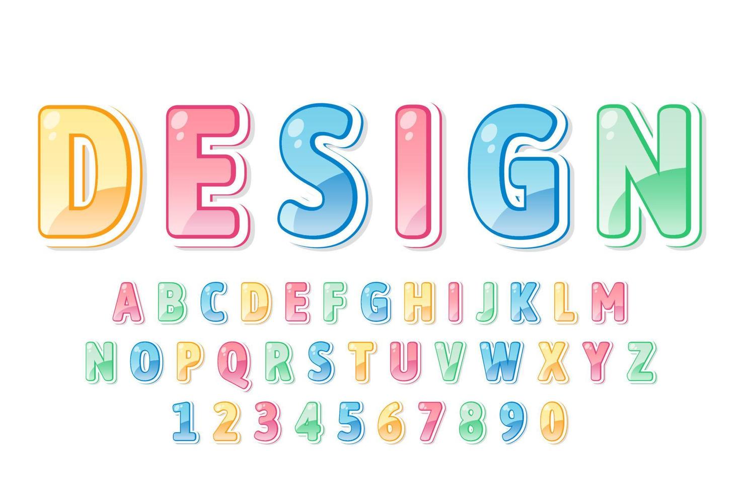 decorative colorful Font and Alphabet vector