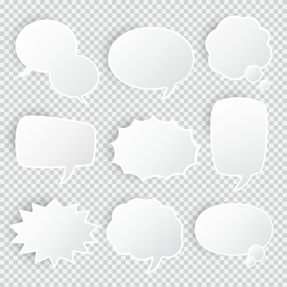 Set of empty realistic comic bubbles vector