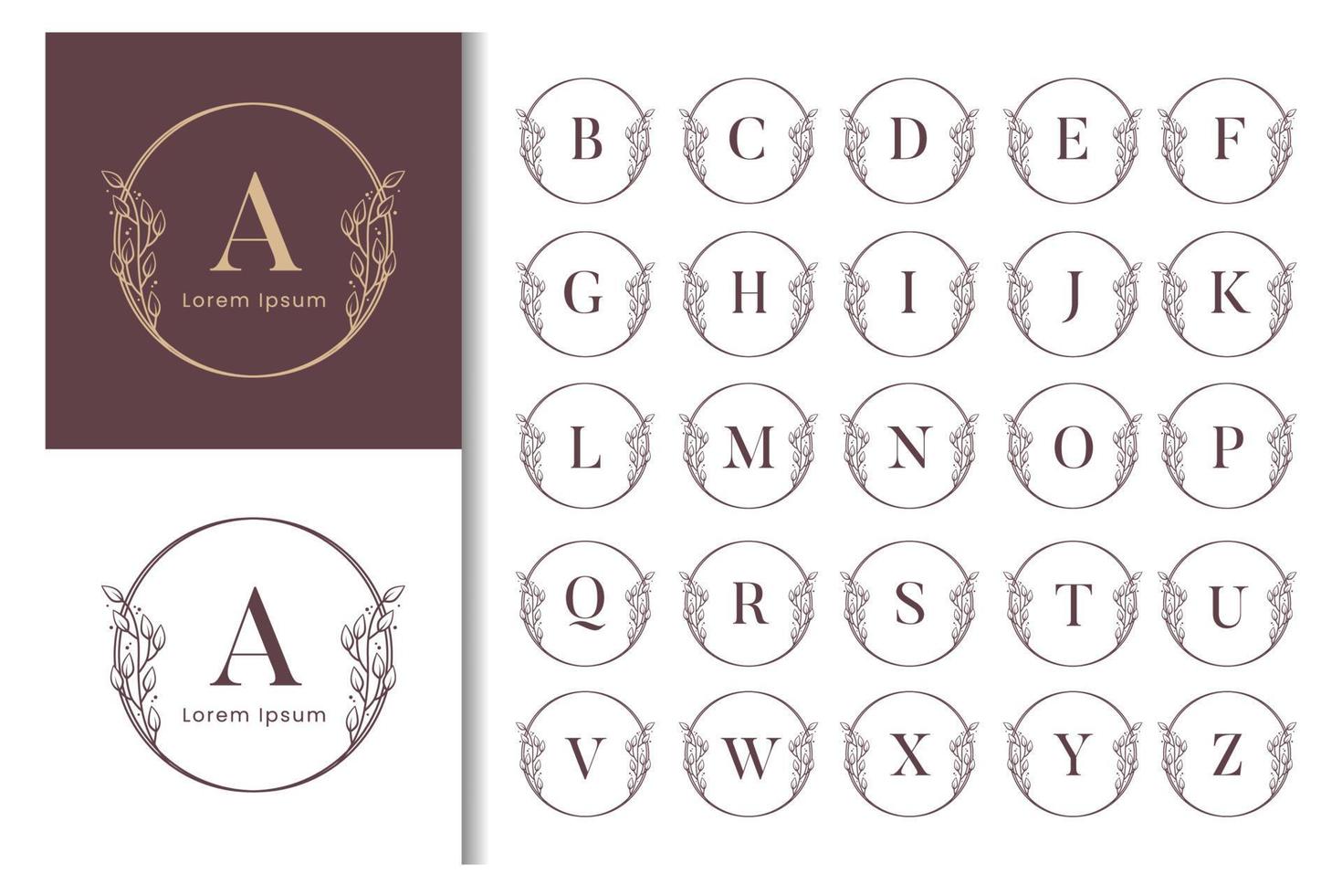 elegant floral frame logo template vector