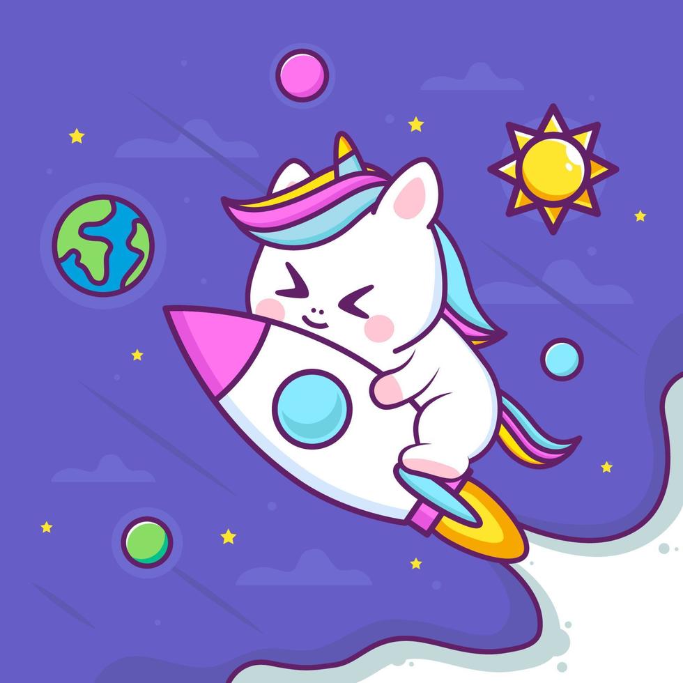 cute astronaut with rocket in space vector