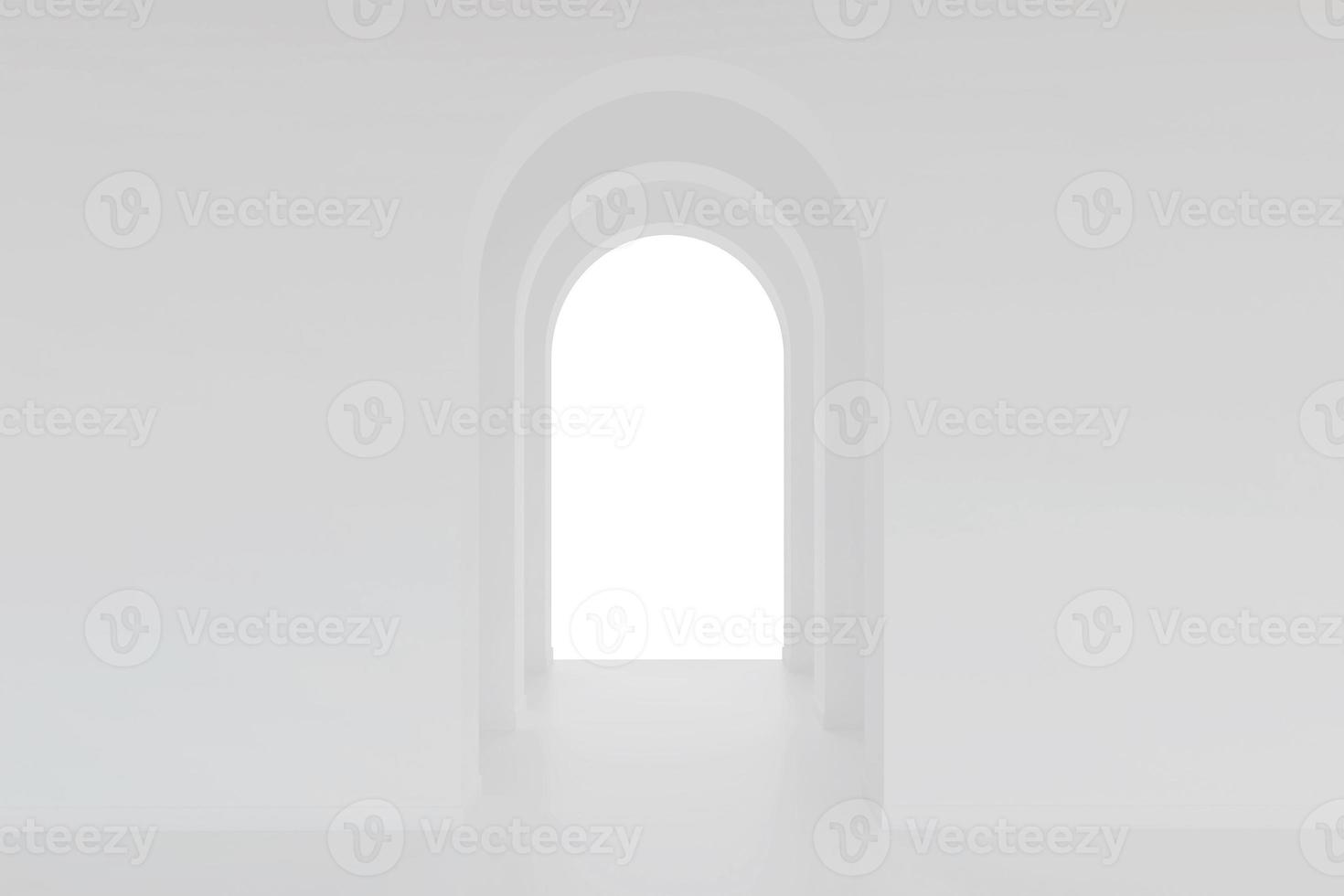 White architecture arch hallway space. Abstract arch curve corridor. photo