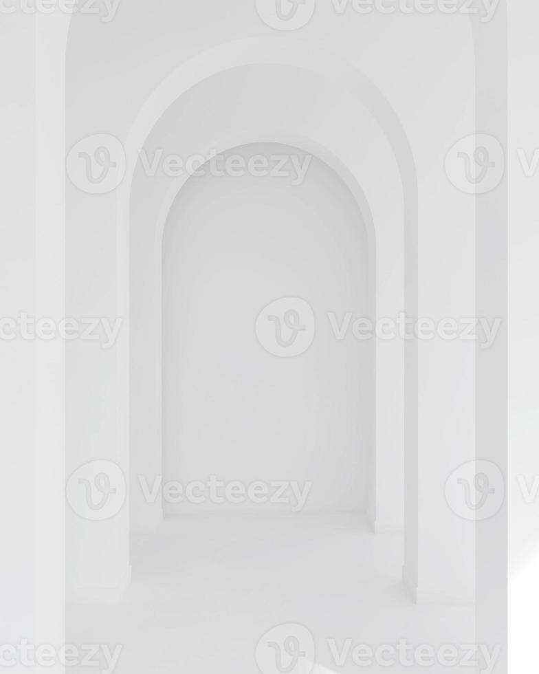 White architecture arch hallway space. Abstract arch curve corridor. photo