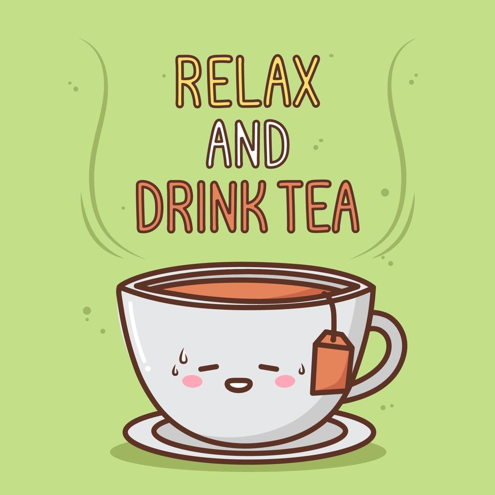 relax and drink tea illustration vector