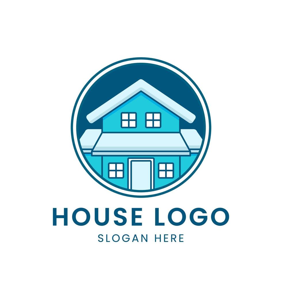 circle house logo in blue vector
