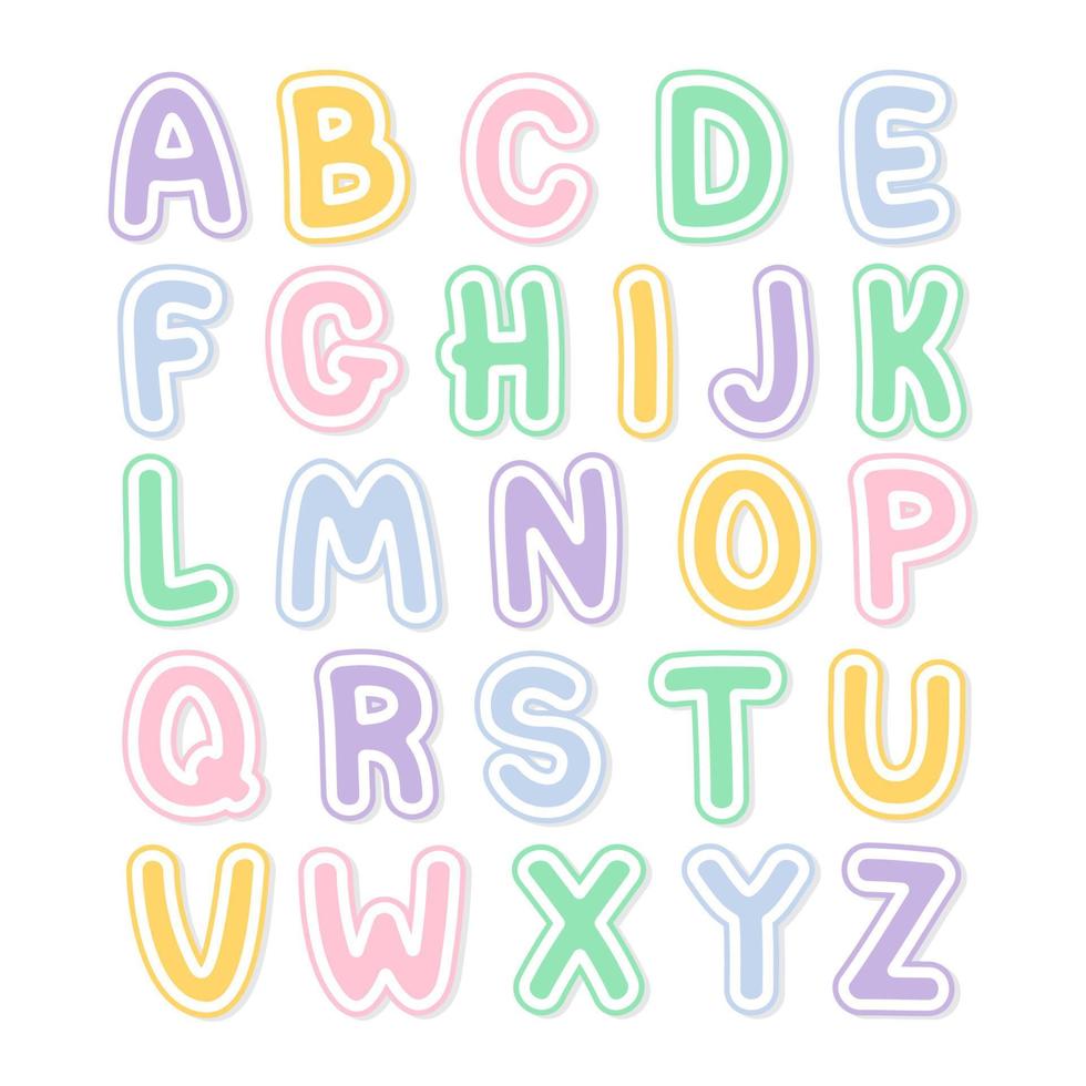 fuente y alfabeto coloridos decorativos vector