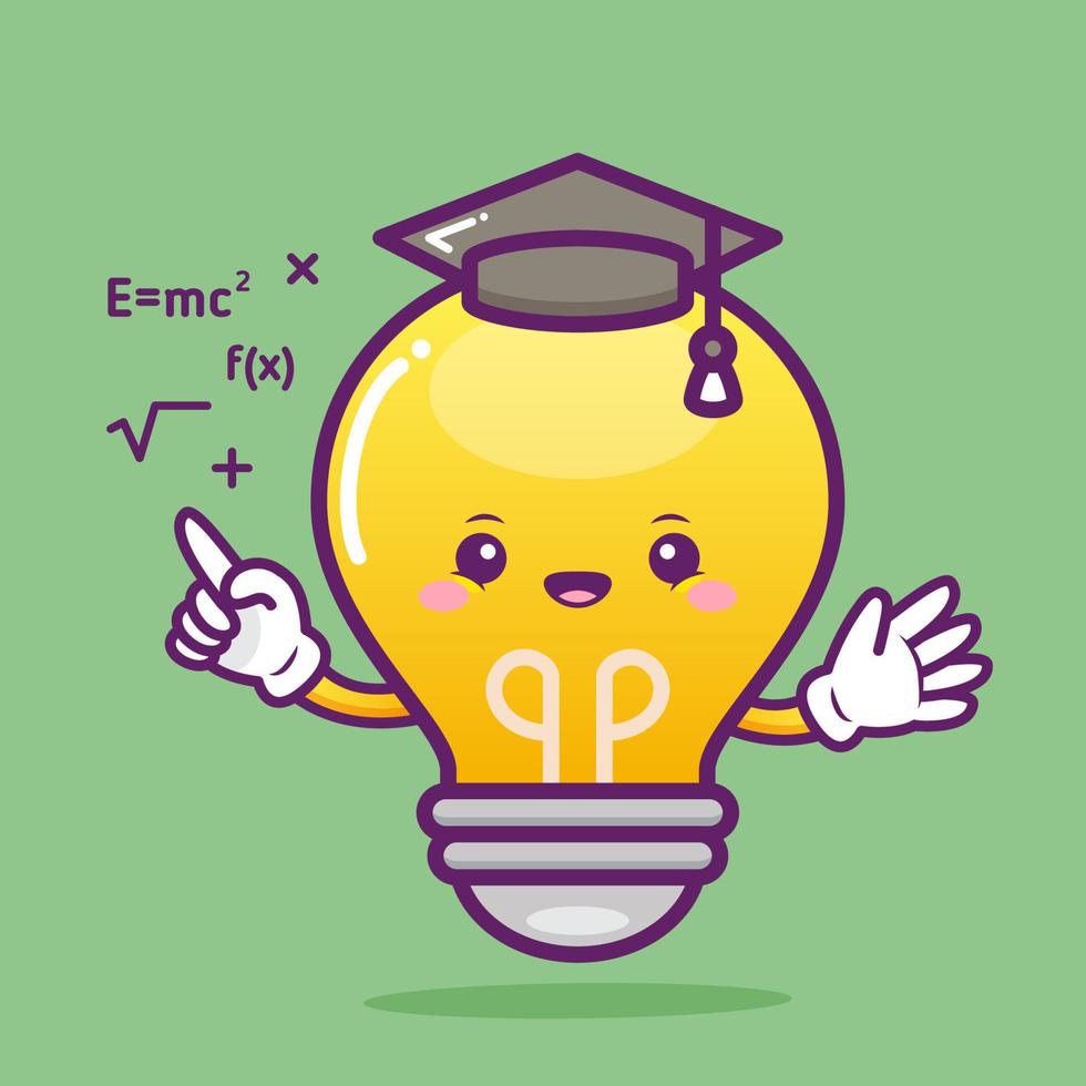cute bulb teacher character with formulas vector