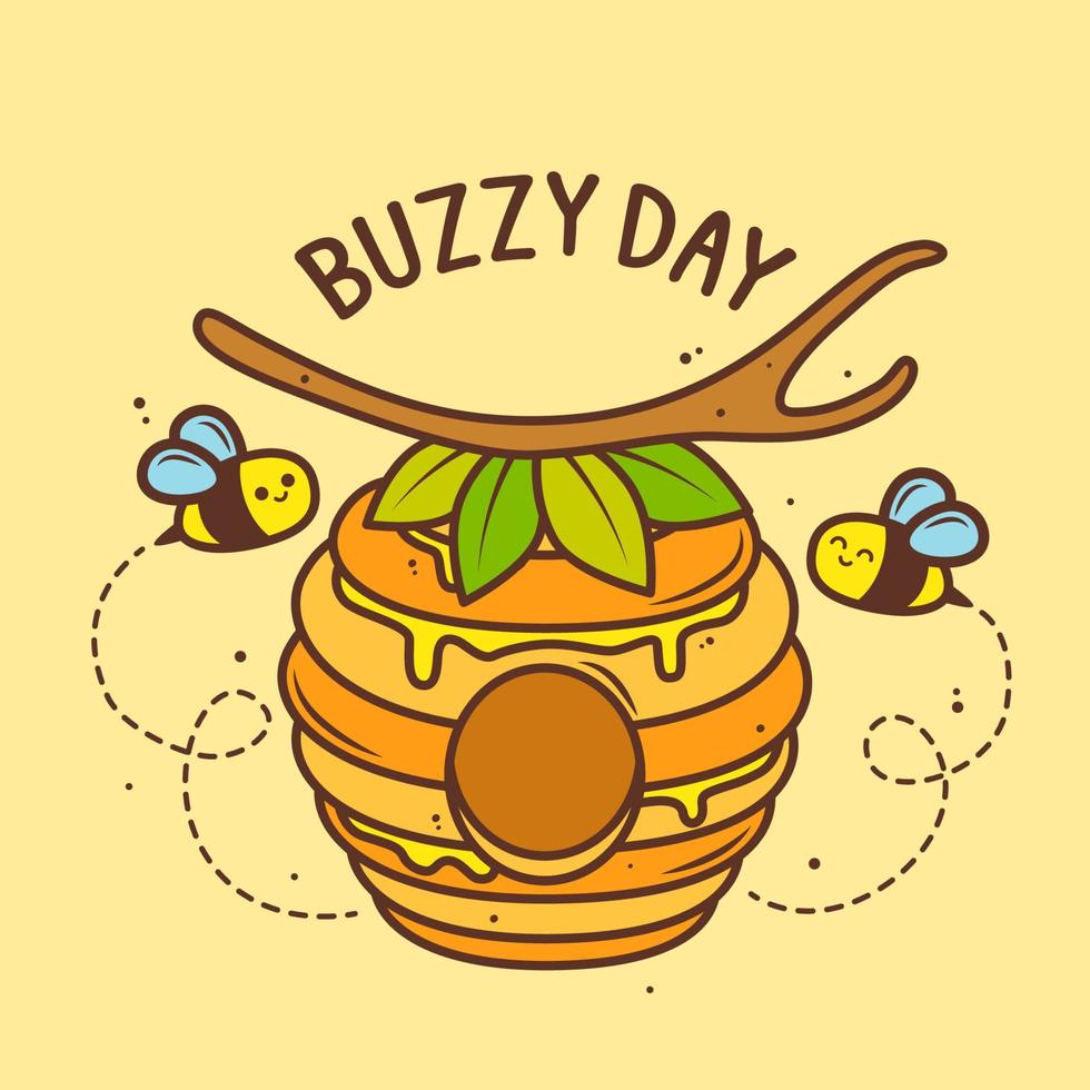 cute bees flying in the hive vector