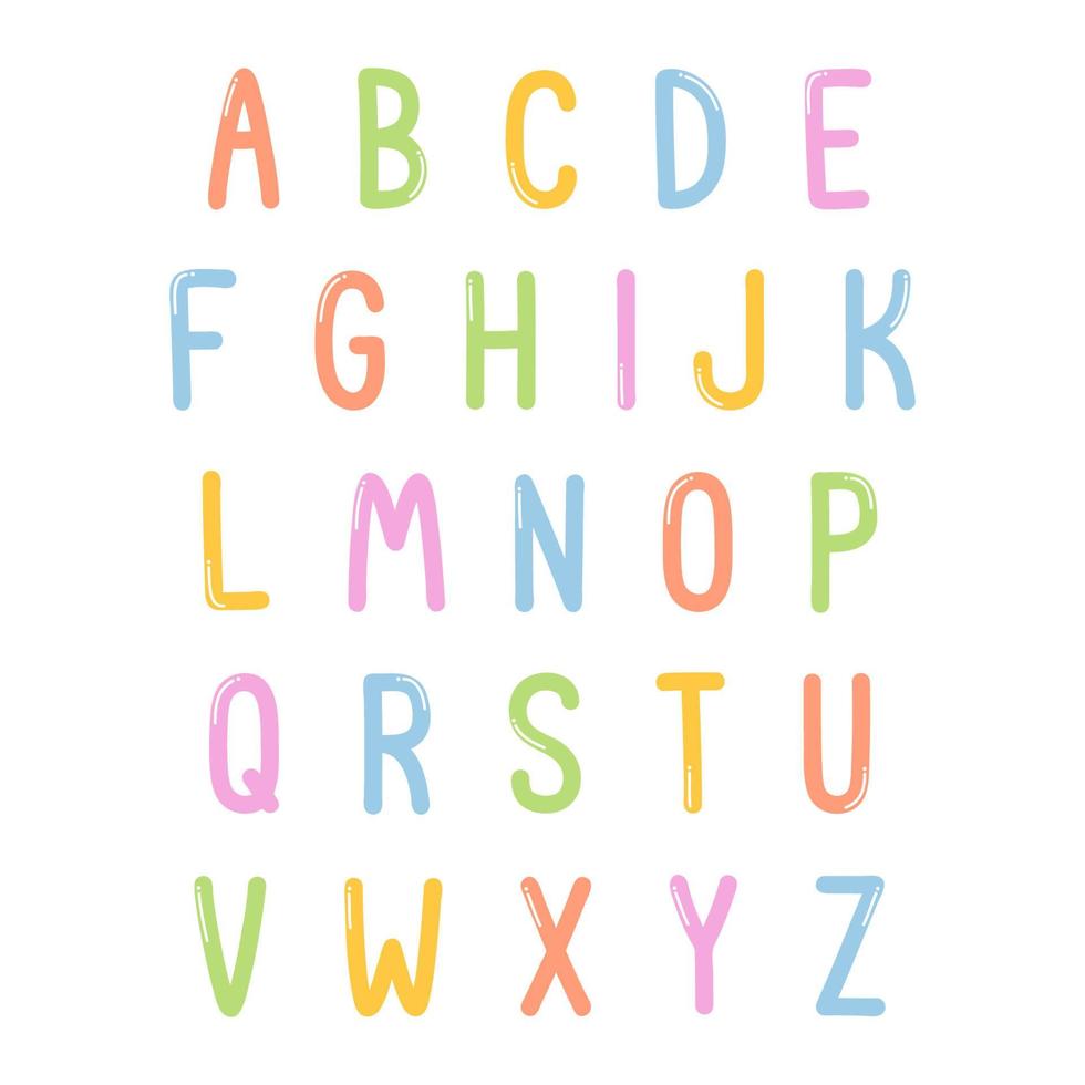 cute colorful tall Font and Alphabet vector