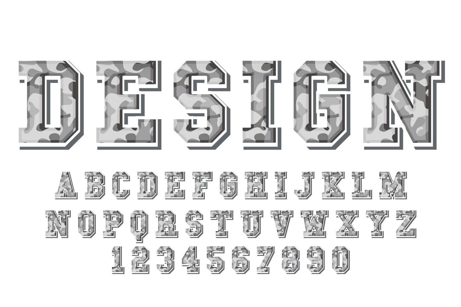 grey camouflage pattern alphabet vector
