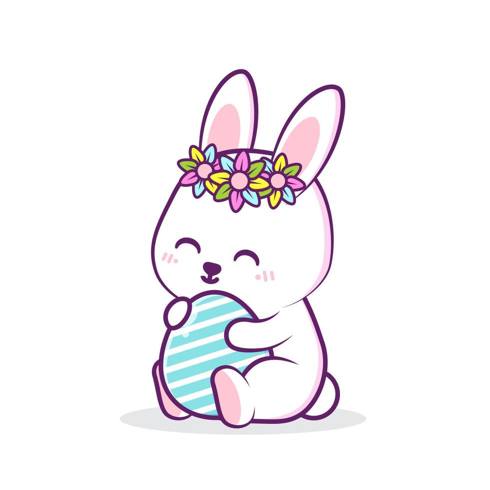 cute easter rabbit with egg vector