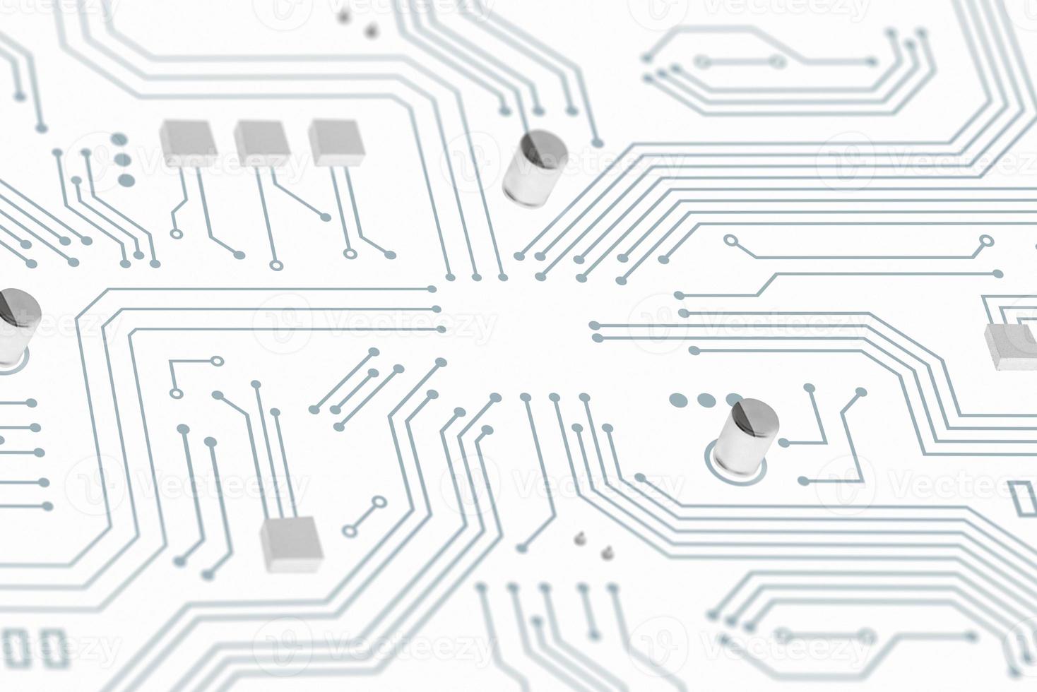 White electronic circuit board detail with CPU space in the middle photo