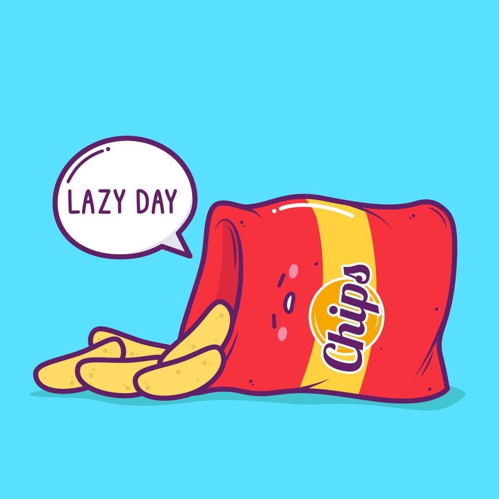 cute lazy potato chips lay down vector
