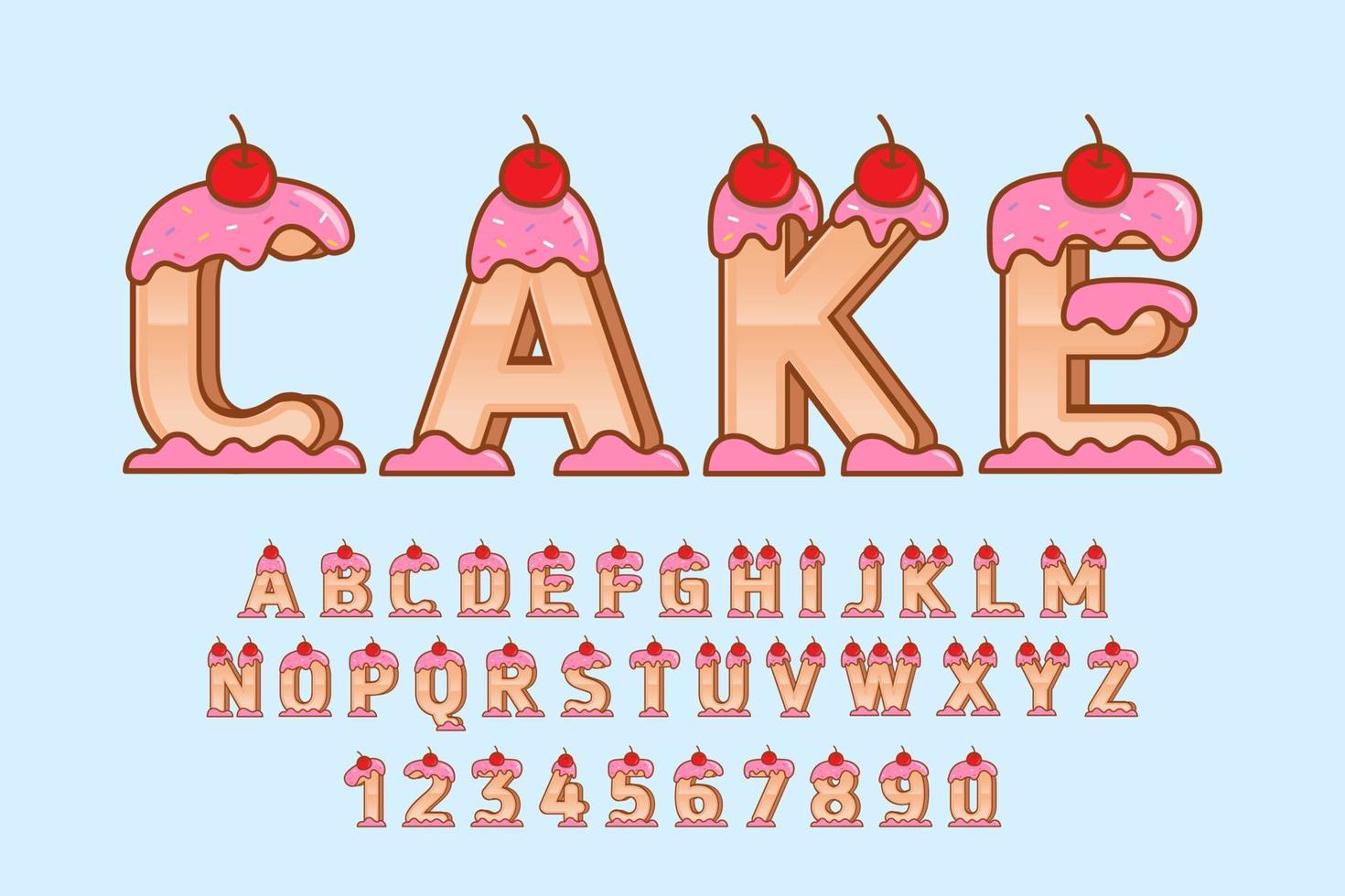 alfabeto y fuente de pastel decorativo vector