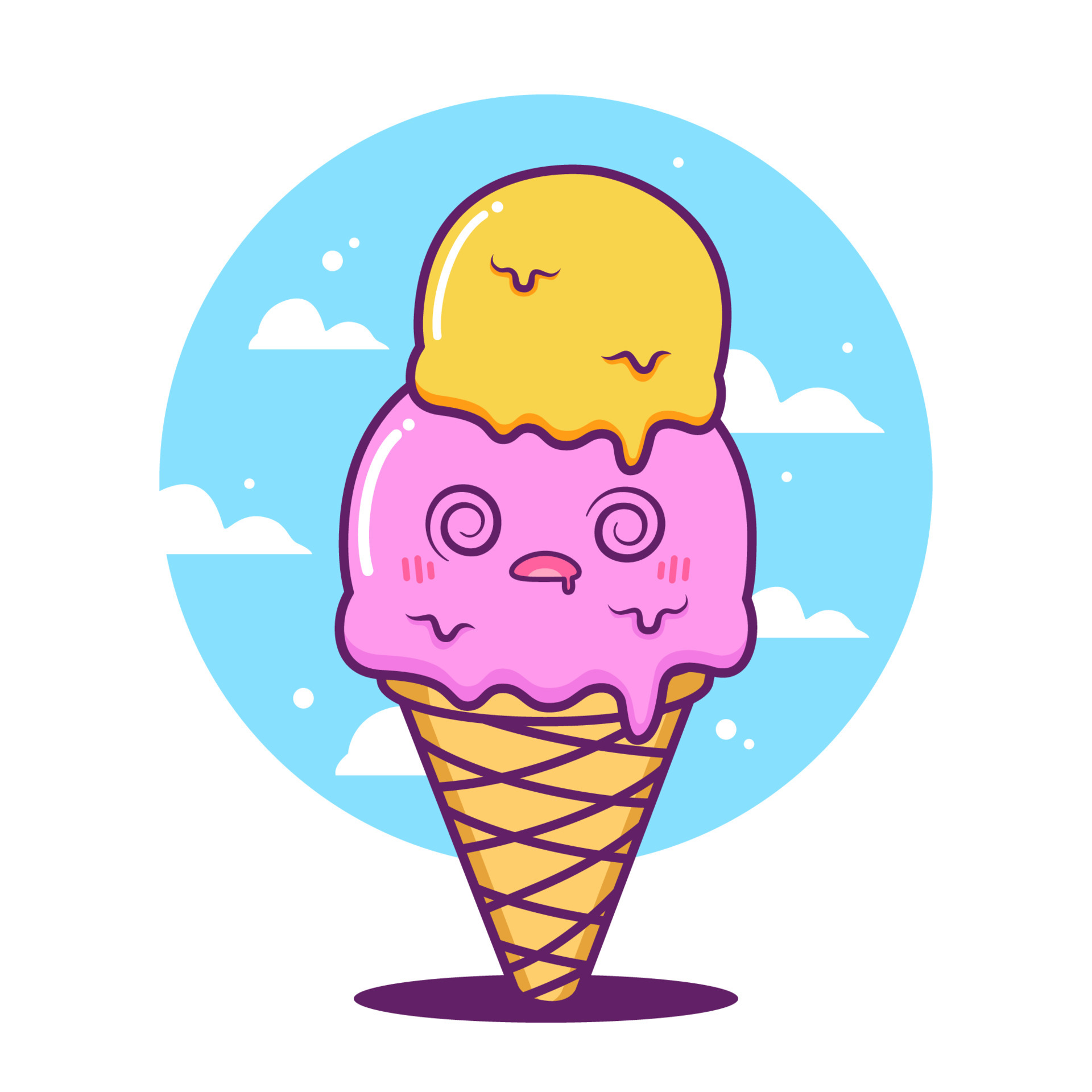cute melted dizzy ice cream 6879629 Vector Art at Vecteezy