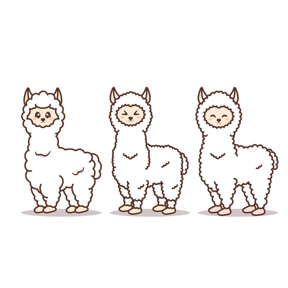 lindas alpacas con expresión diferente vector