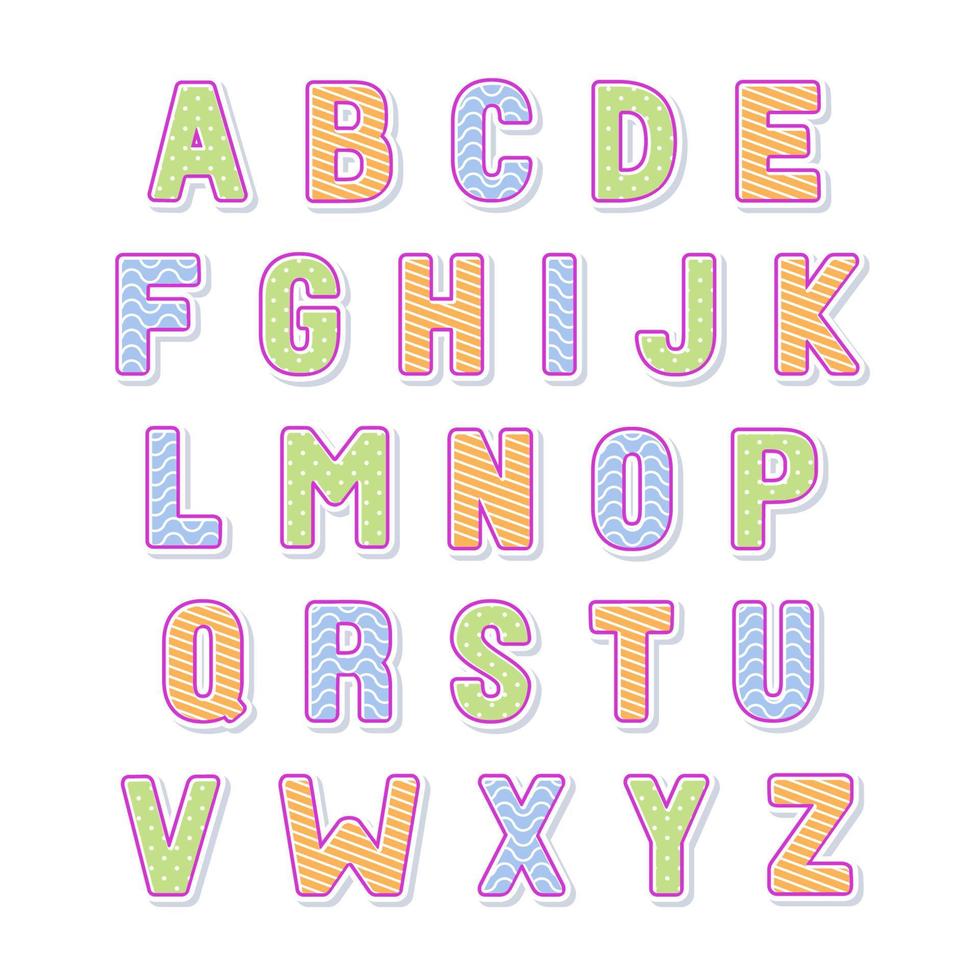 decorative colorful Font and Alphabet vector