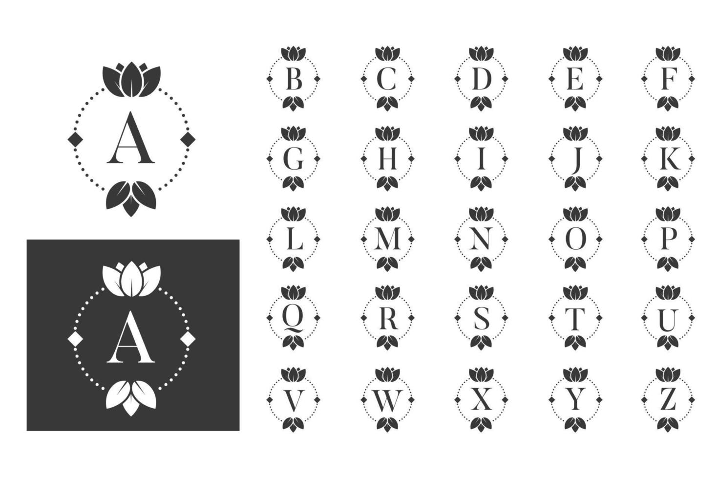 Luxury monogram logo alphabet set vector