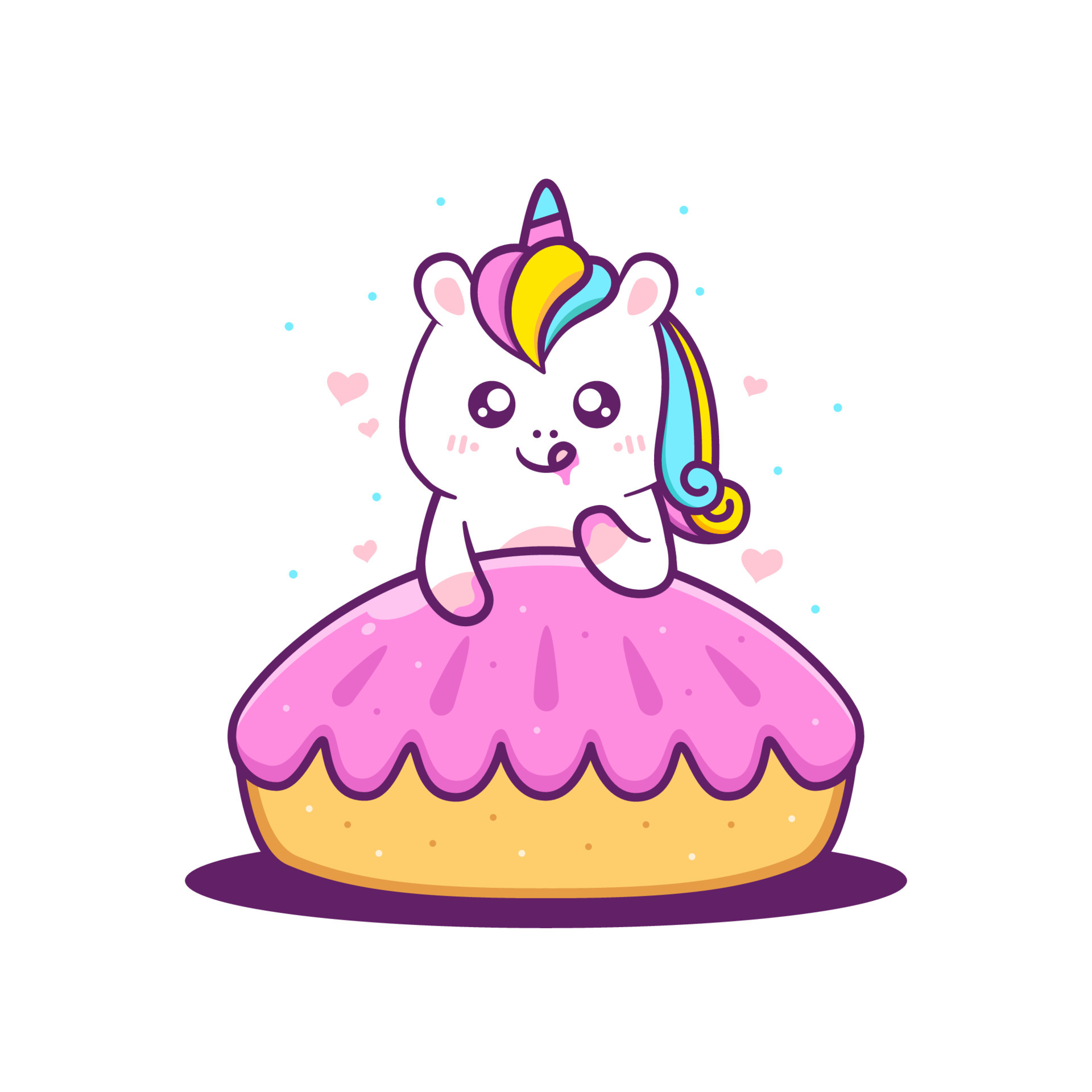 cute unicorn with pink pie cake 6879663 Vector Art at Vecteezy