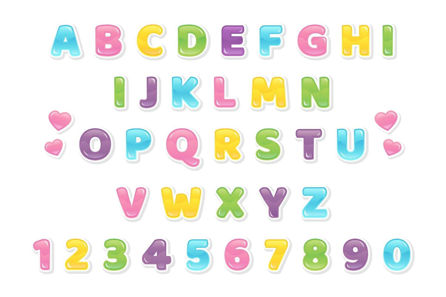 decorative colorful Font and Alphabet vector