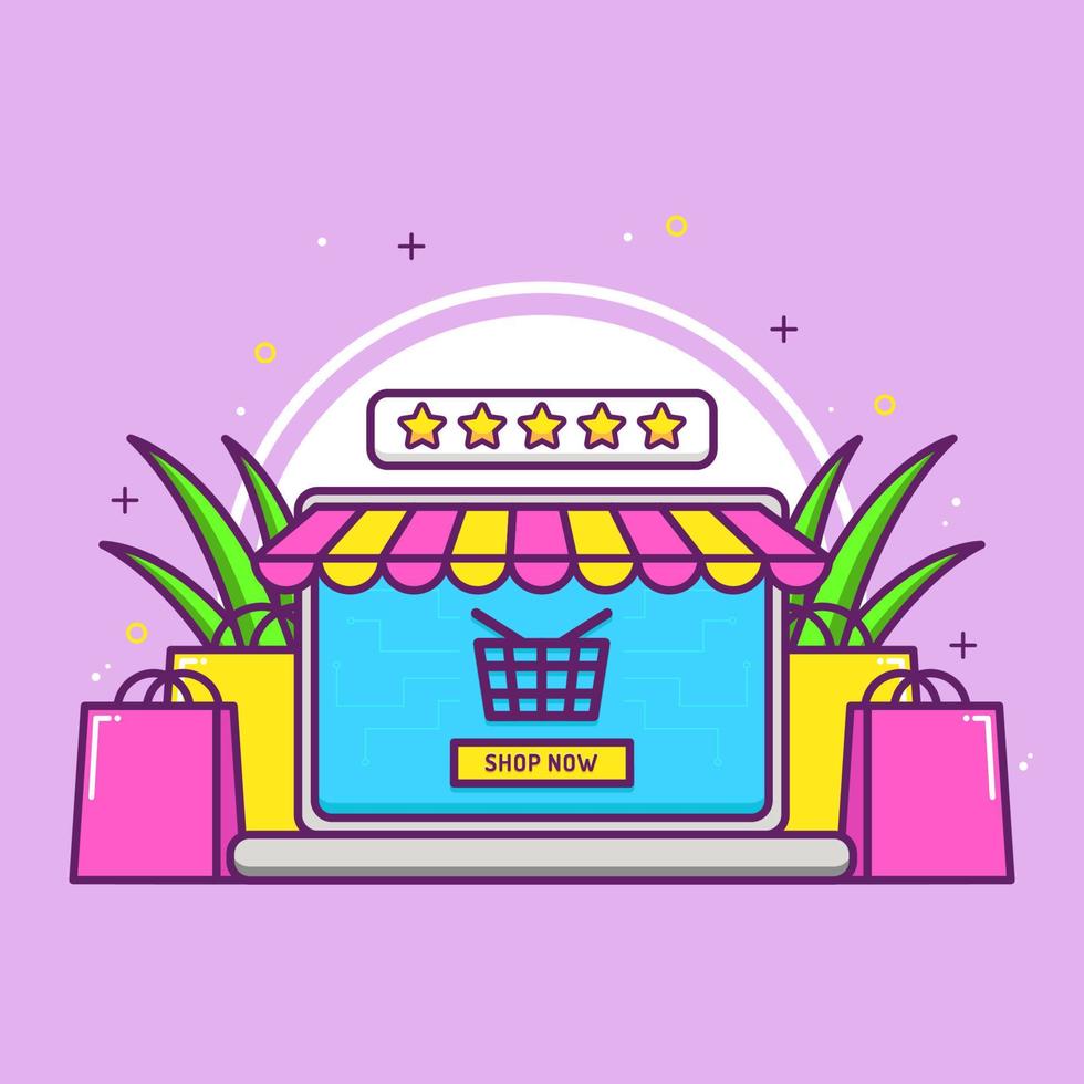 online shop concept with shopping bag vector