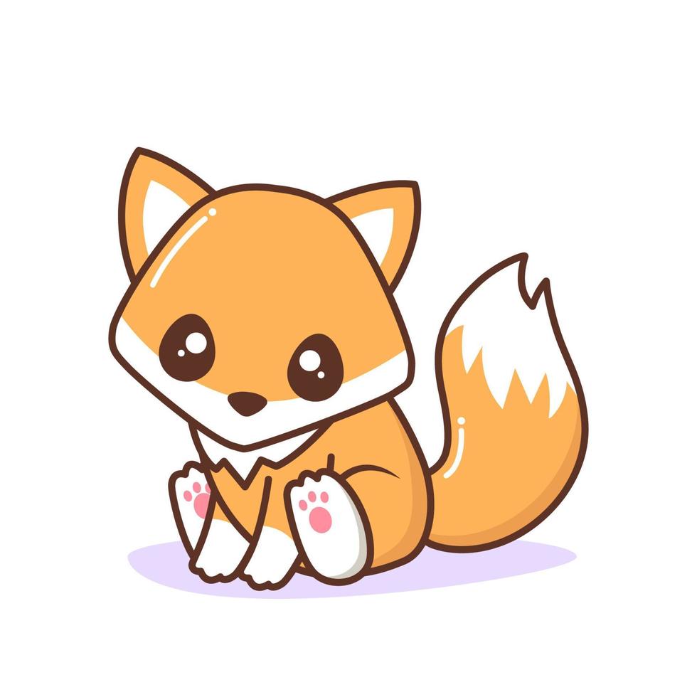 cute little orange fox sitting vector