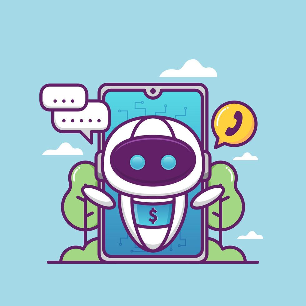 customer service illustration with robot vector
