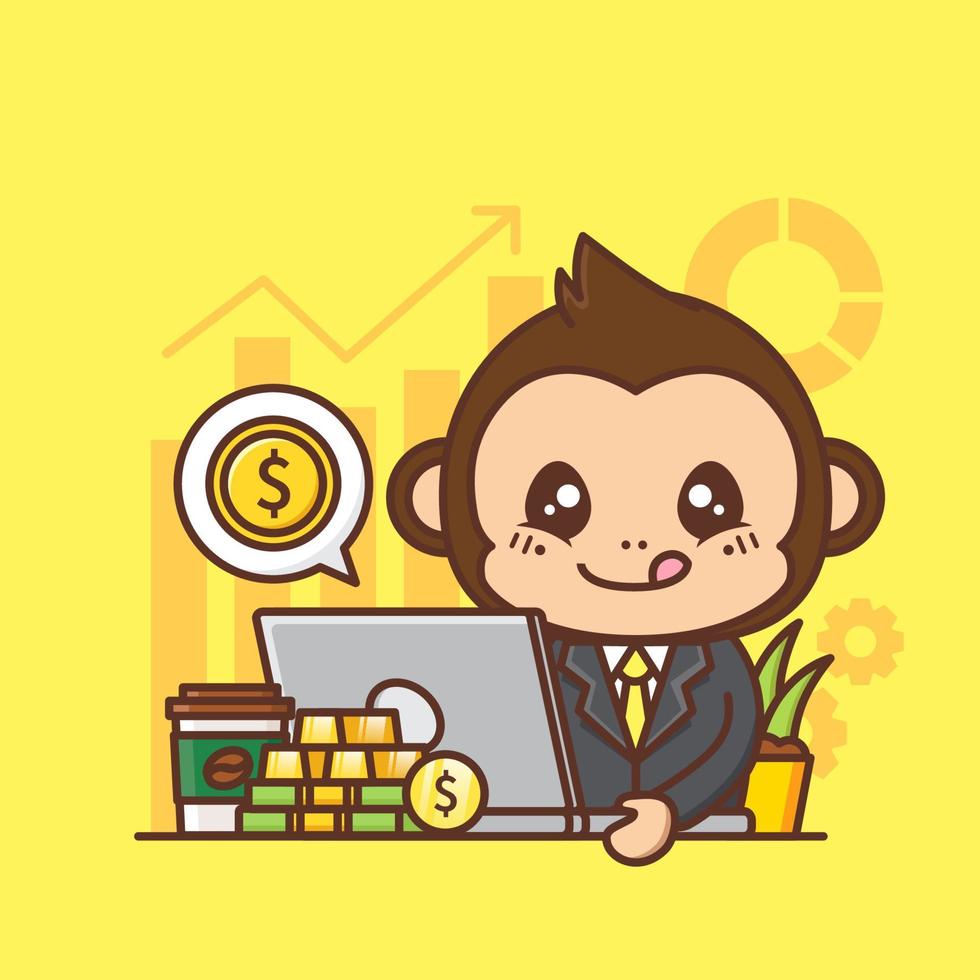 cute monkey business concept illustration vector
