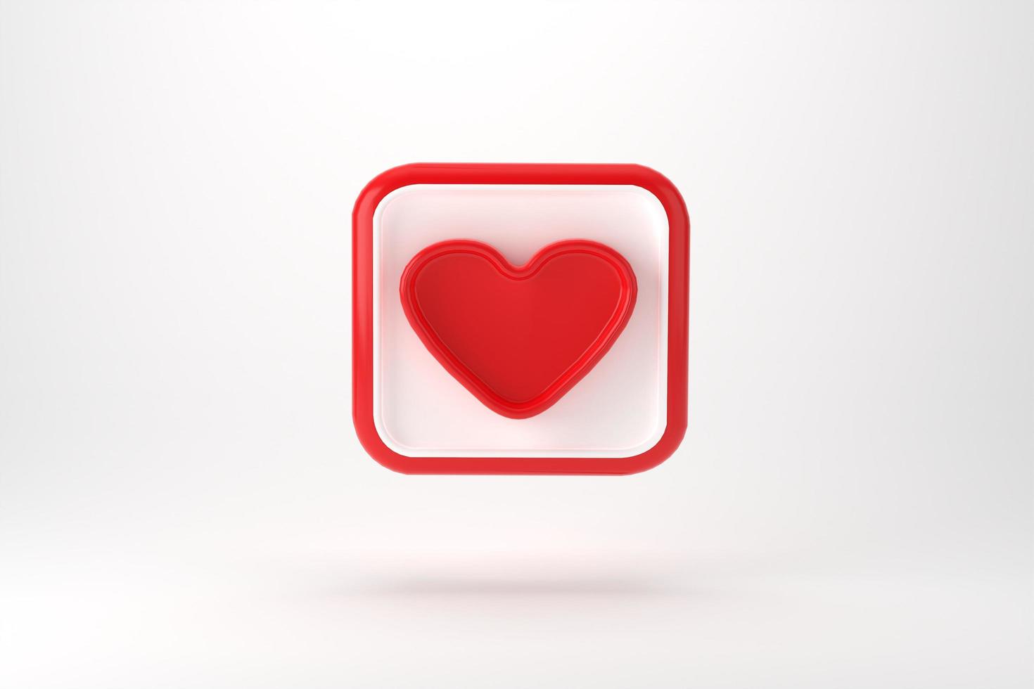 Red heart with blank white speech bubble pin isolated on light blue background ,3D rendering photo