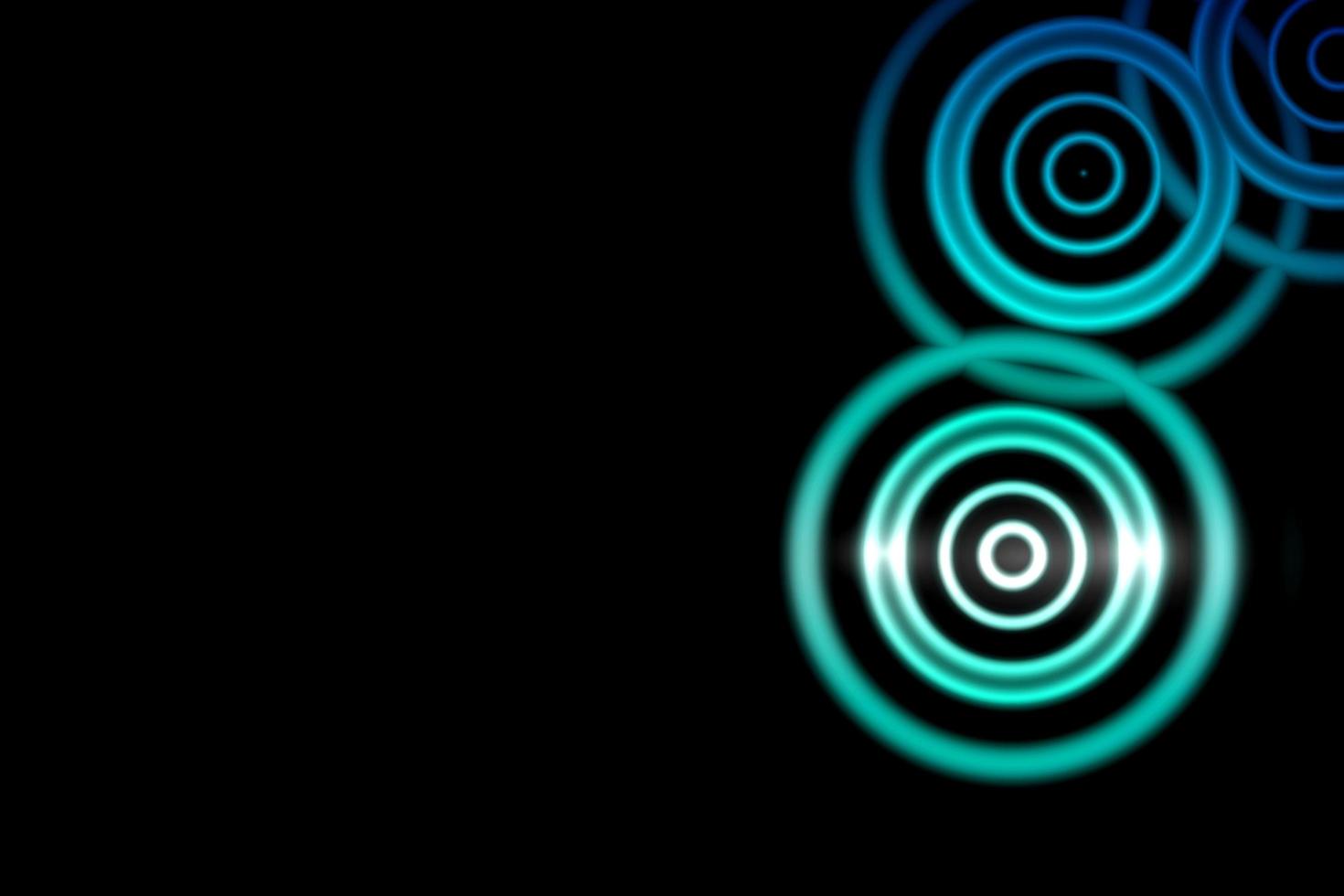 Light teal sound waves oscillating with circle ring on black background photo