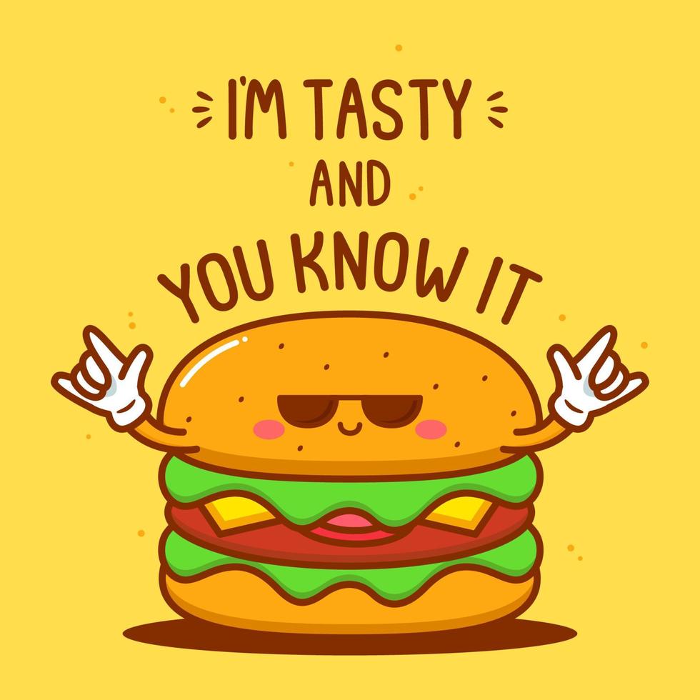 linda hamburguesa con ilustración de comillas vector