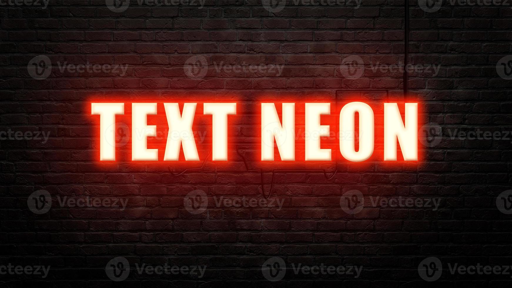 Text Neon Effect on Brick wall background  , PSD photo