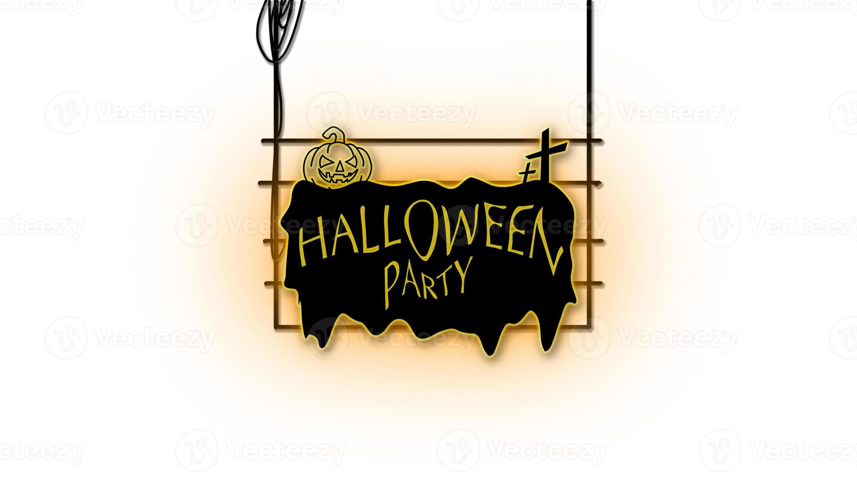halloween sign emblem in neon style on white background photo