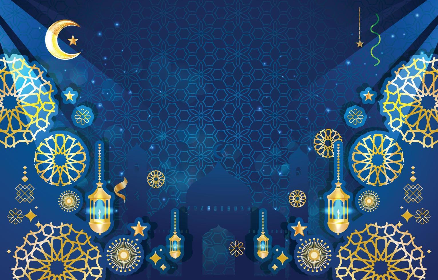 lujoso eid mubarak fondo azul vector