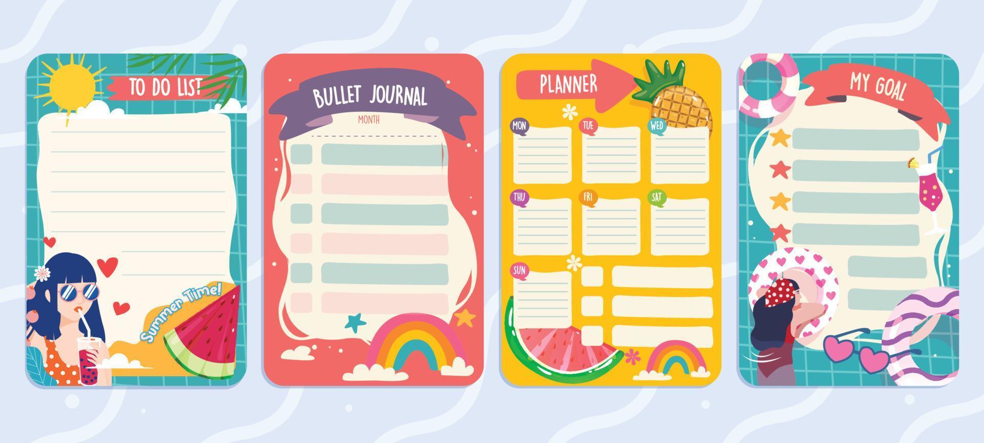 Journal Template Summer Holiday vector